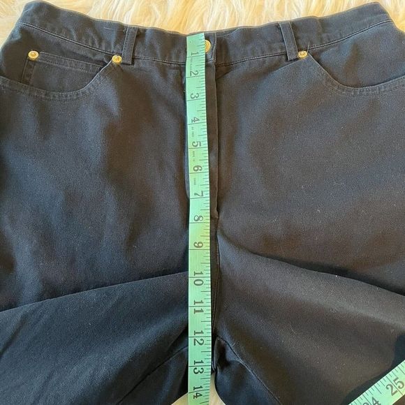 St John Sport Women Size 12 30x26 Pants Jeans Black Gold Hardware High Rise READ - Picture 10 of 12